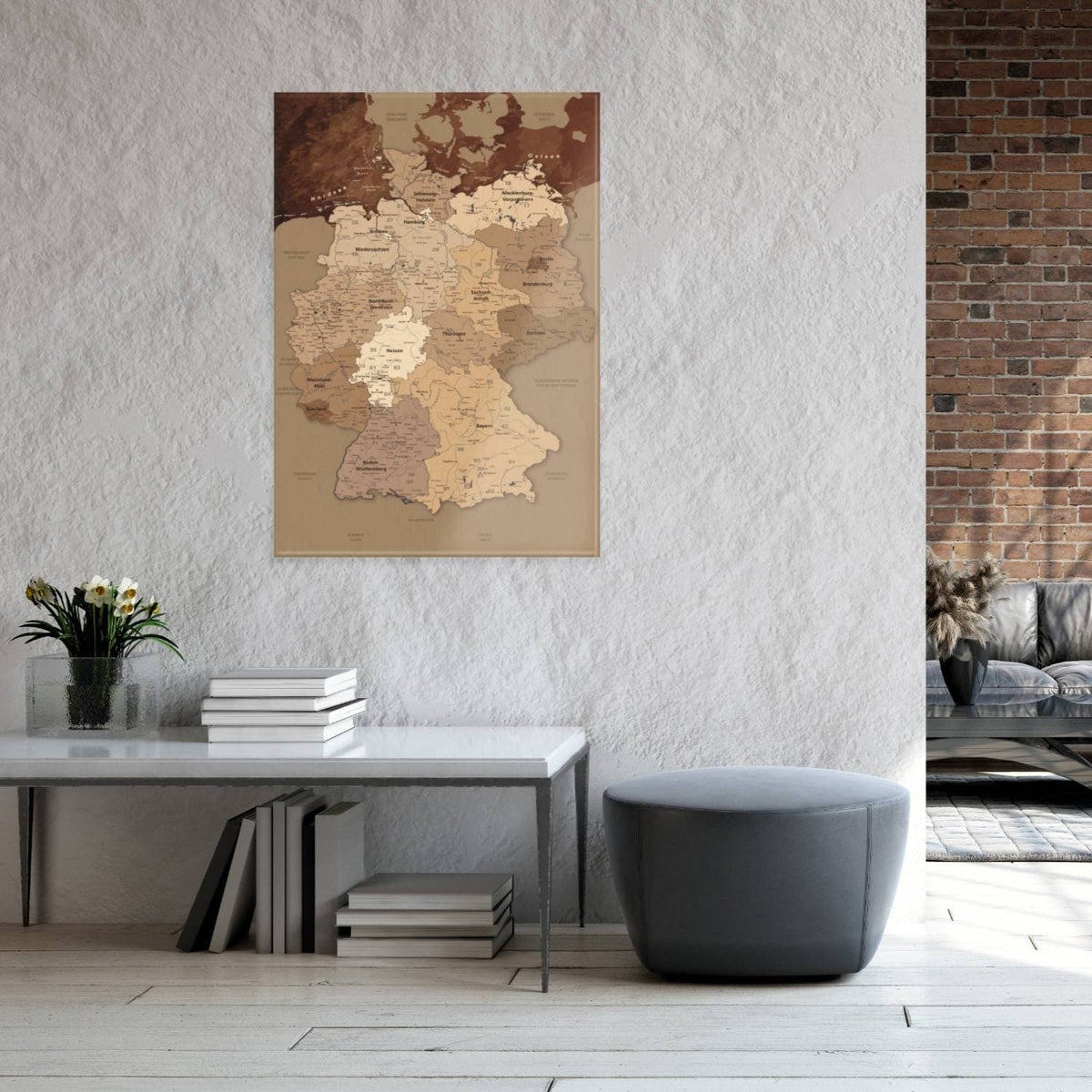 Magnetisches Glasbild - Deutschlandkarte Antik