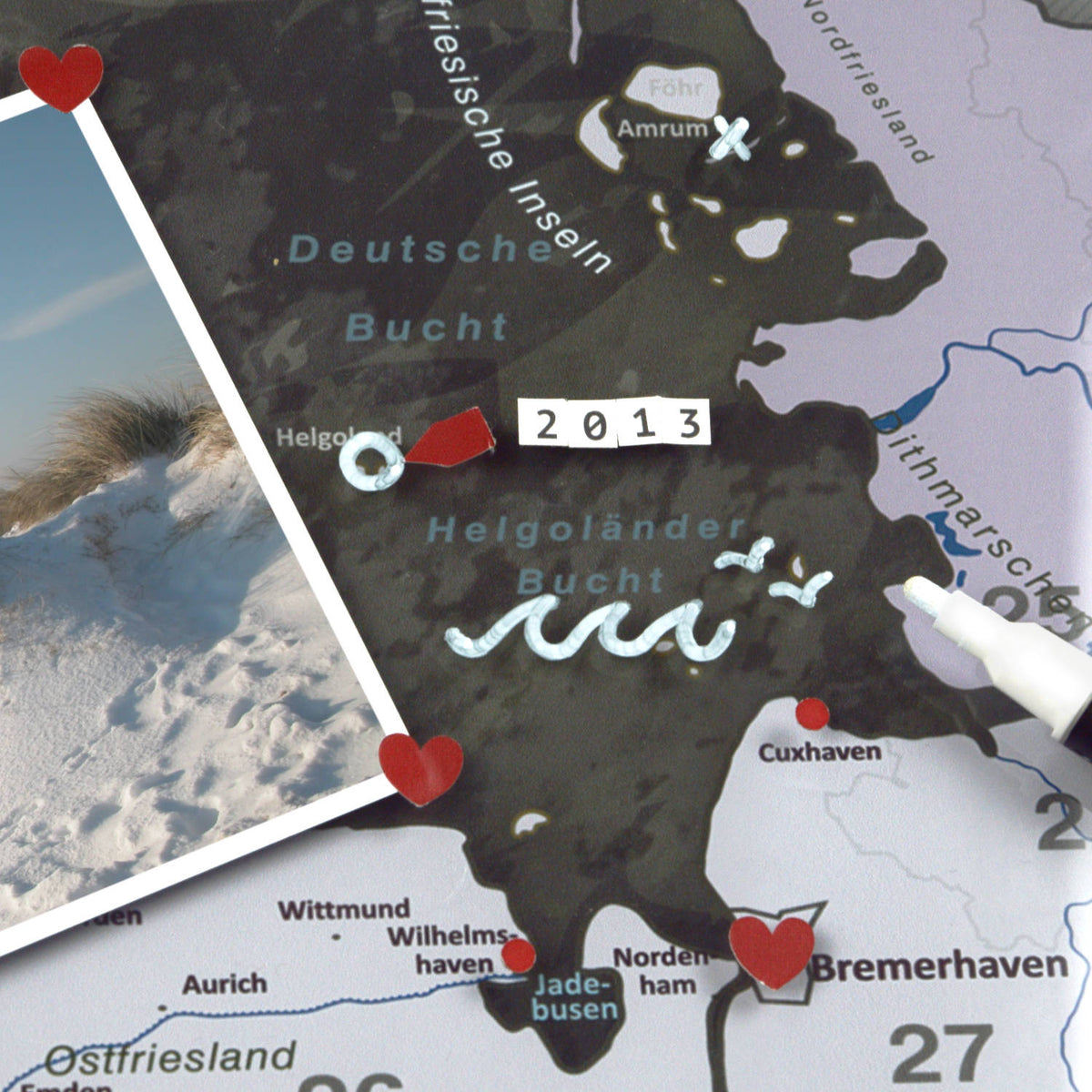 Magnetisches Glasbild - Deutschlandkarte Edelgrau