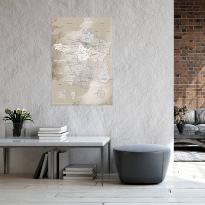 Magnetisches Glasbild - Frankreichkarte Beige